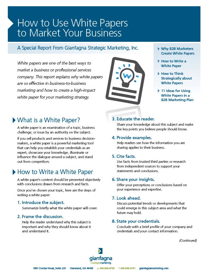 New Gianfagna Marketing report: How to Use White Papers to Market Your Business